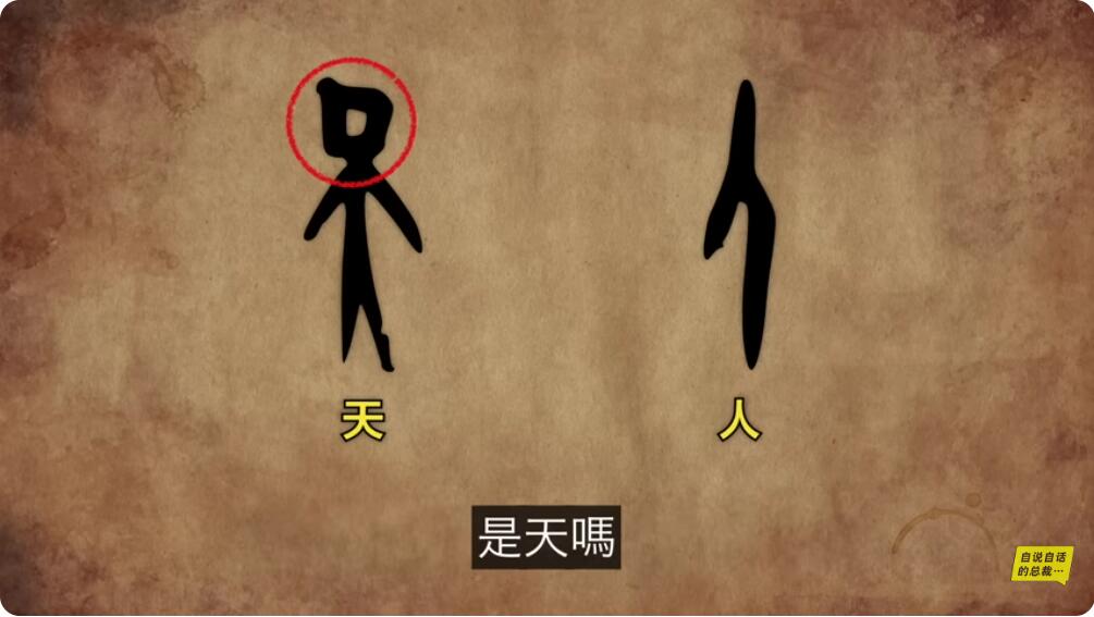 甲骨文中的天字写法和人字写法